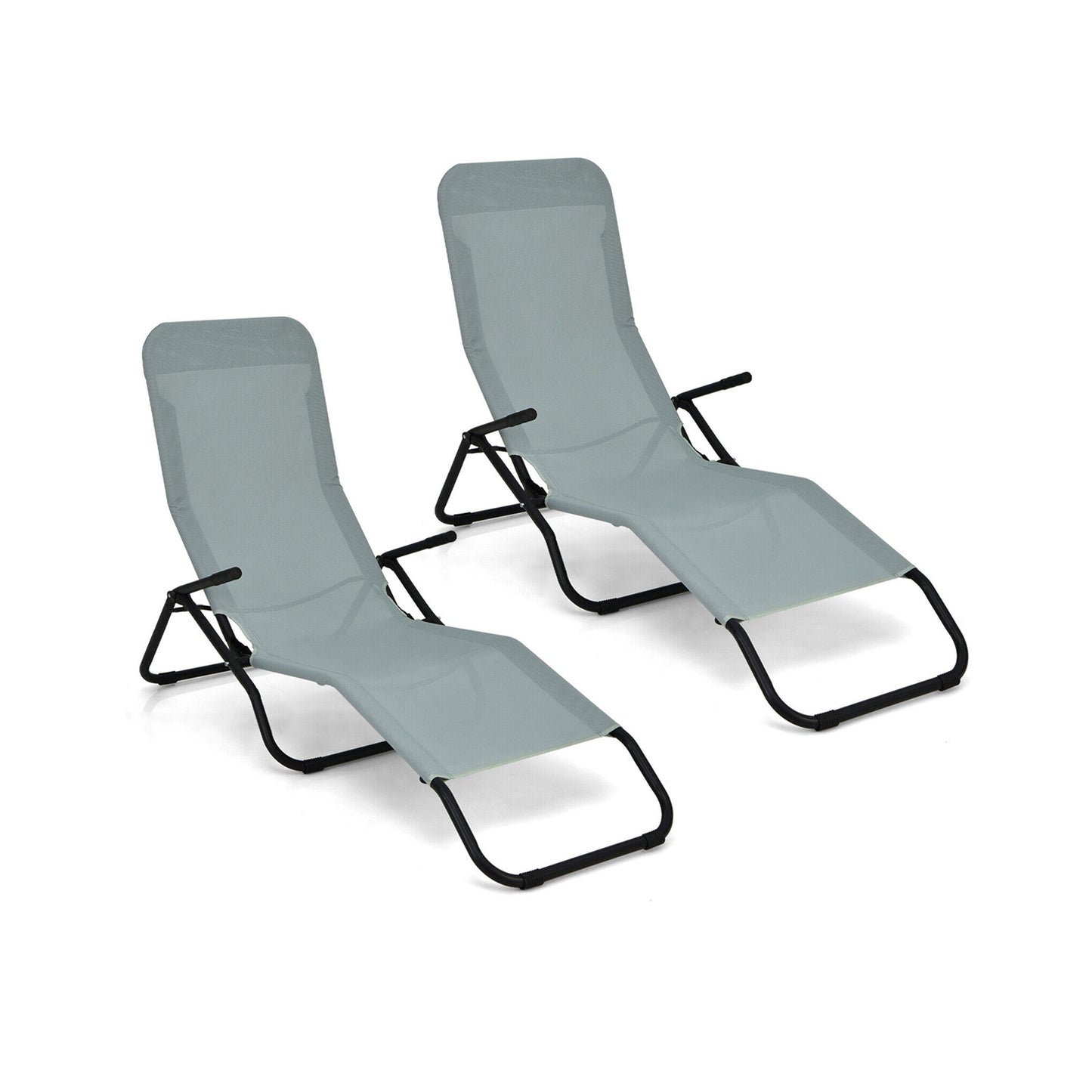 Folding Patio Chaise Lounge Set with Rocking Design - 2 Pieces