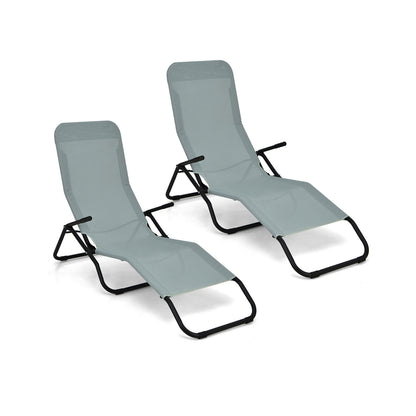 Folding Patio Chaise Lounge Set with Rocking Design - 2 Pieces