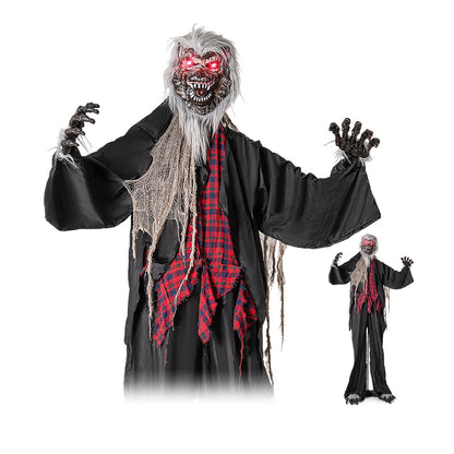 8.2 FT Standing Animatronic Werewolf with Howling Sounds Red Flashing Eyes and Poseable Arms