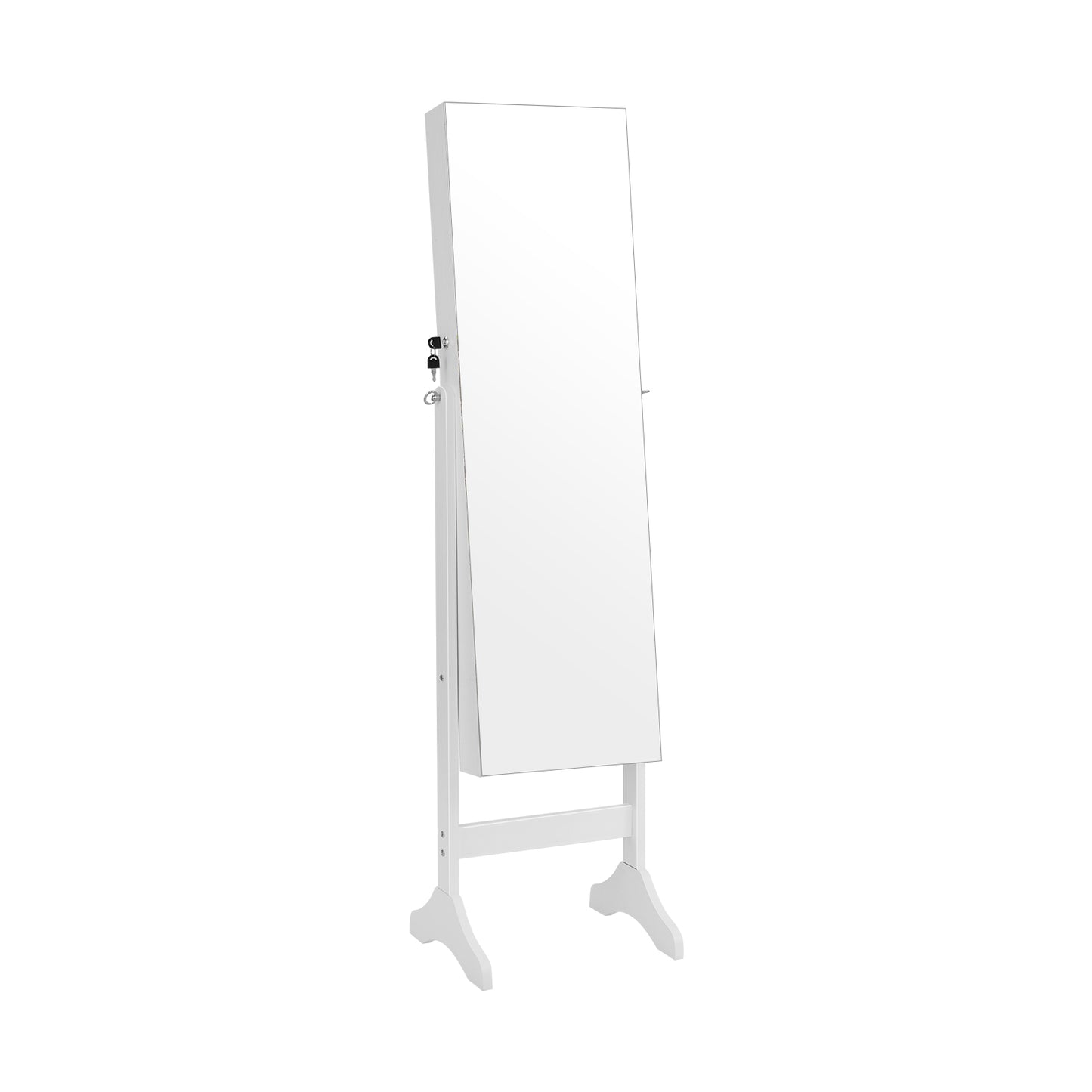 Standing Jewelry Cabinet with Full Length Mirror - White