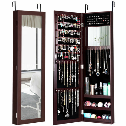 Full Length Mirror Jewelry Cabinet with Wall Mount