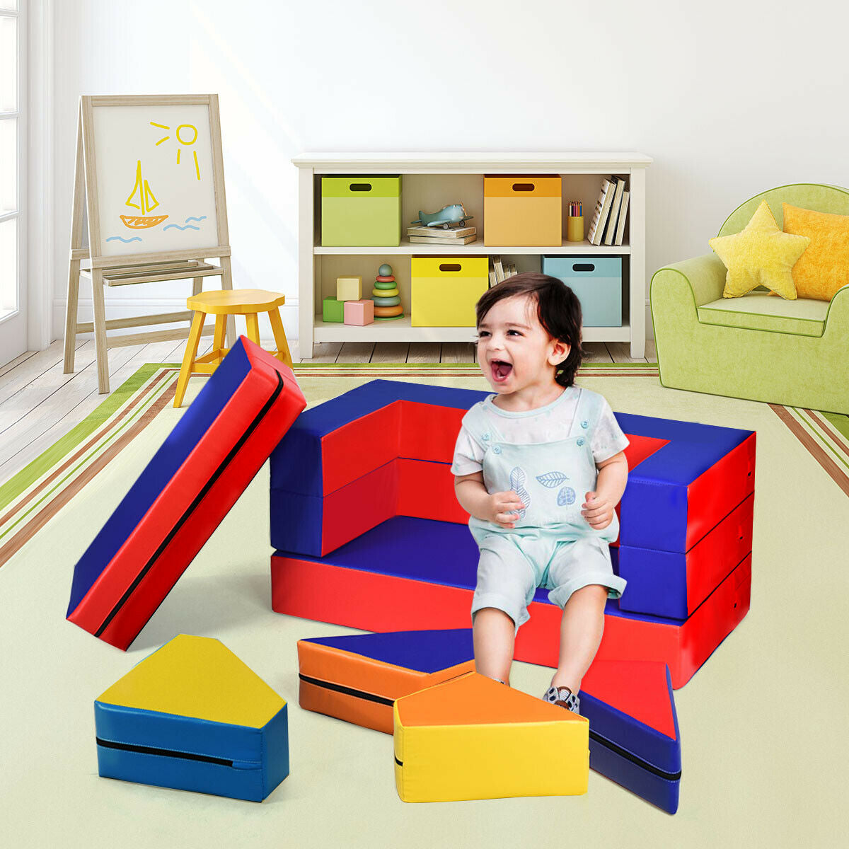 4-in-1 Foam Climbing Playset for Toddlers - 8 Pieces