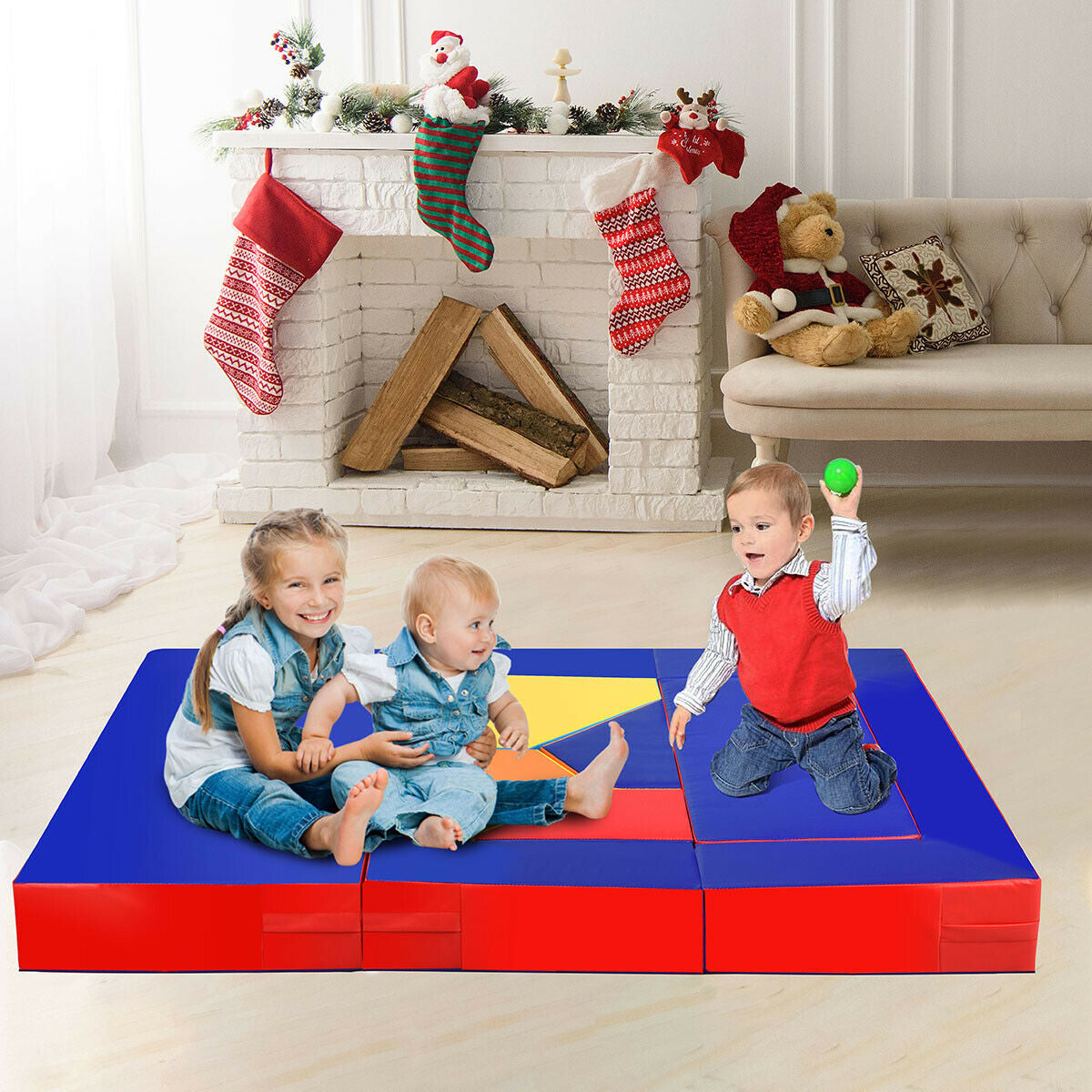 4-in-1 Foam Climbing Playset for Toddlers - 8 Pieces