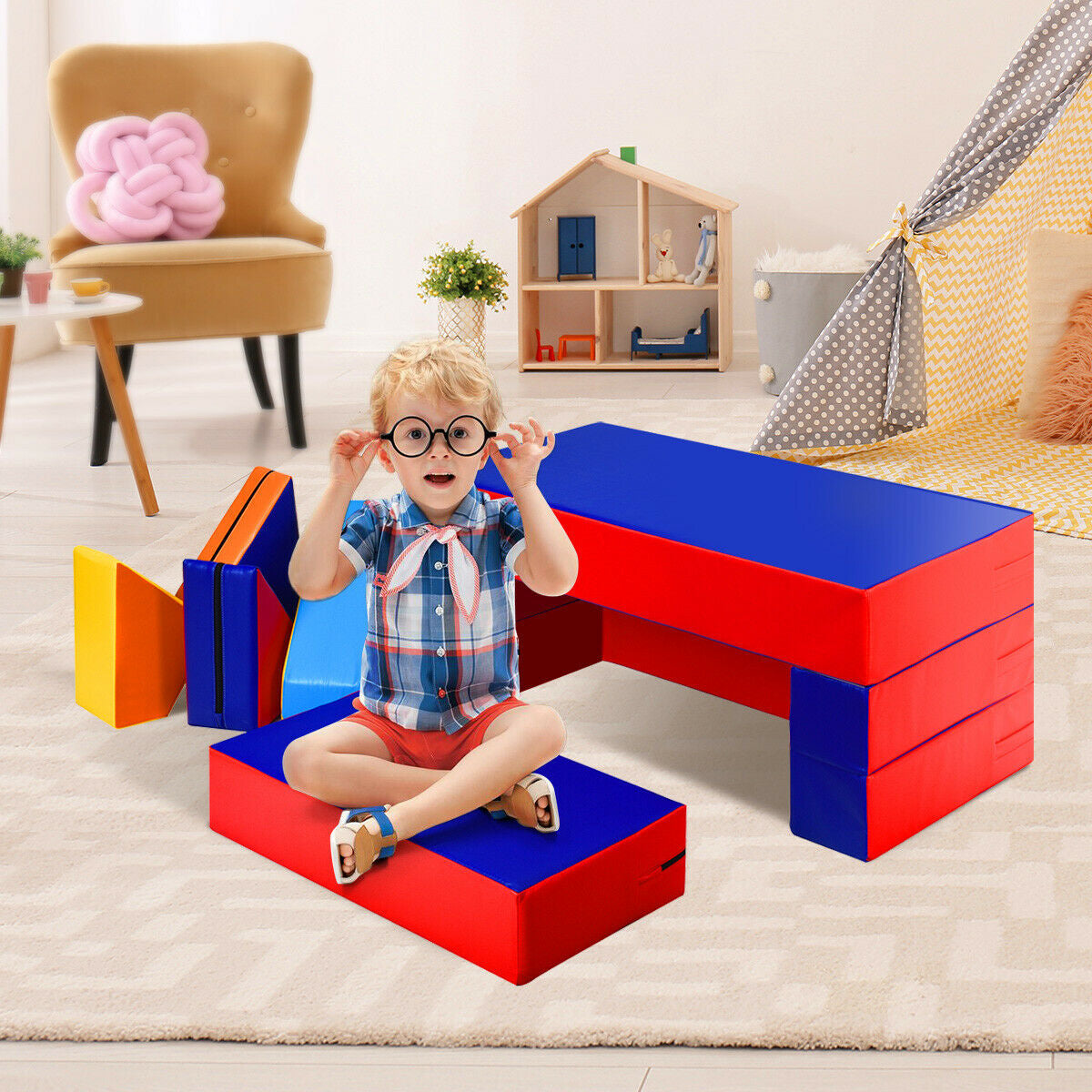 4-in-1 Foam Climbing Playset for Toddlers - 8 Pieces