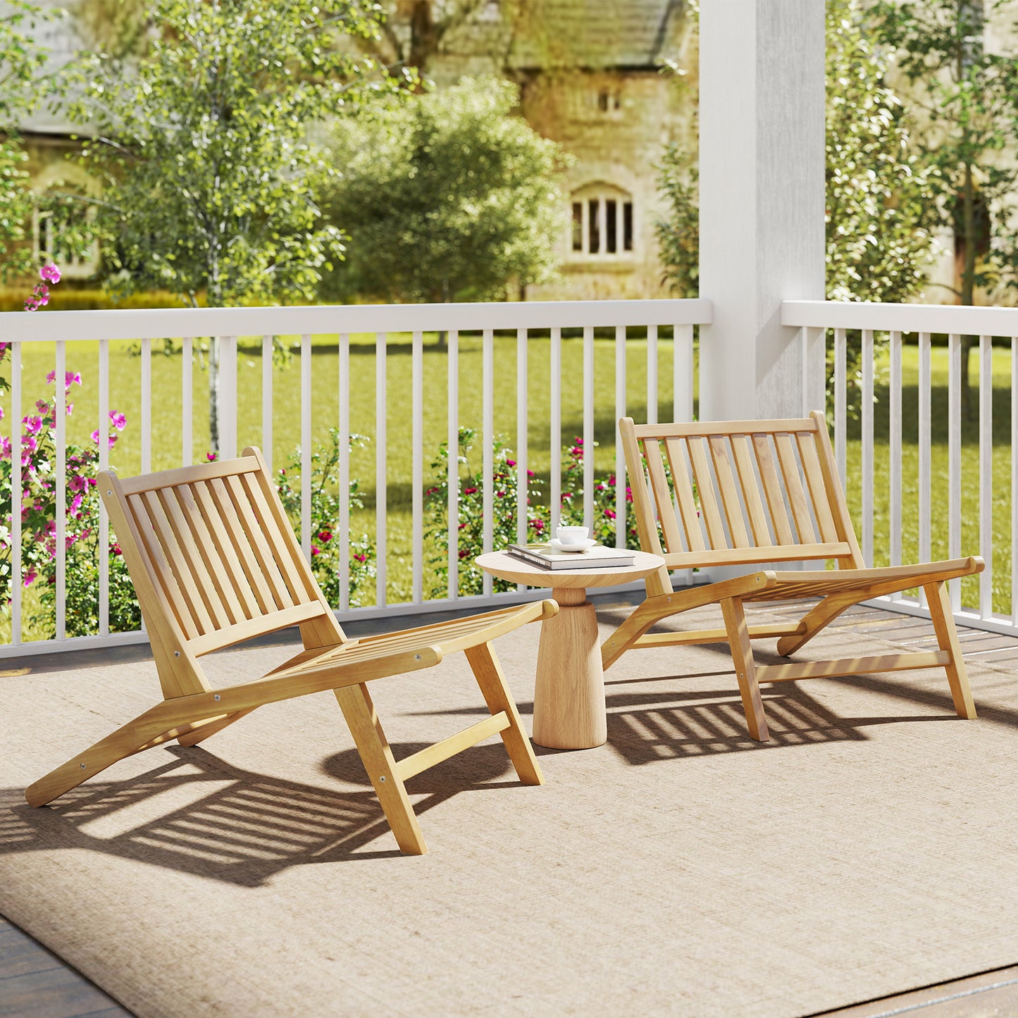 Teak Wood Reclining Adirondack Chair with Adjustable Backrest