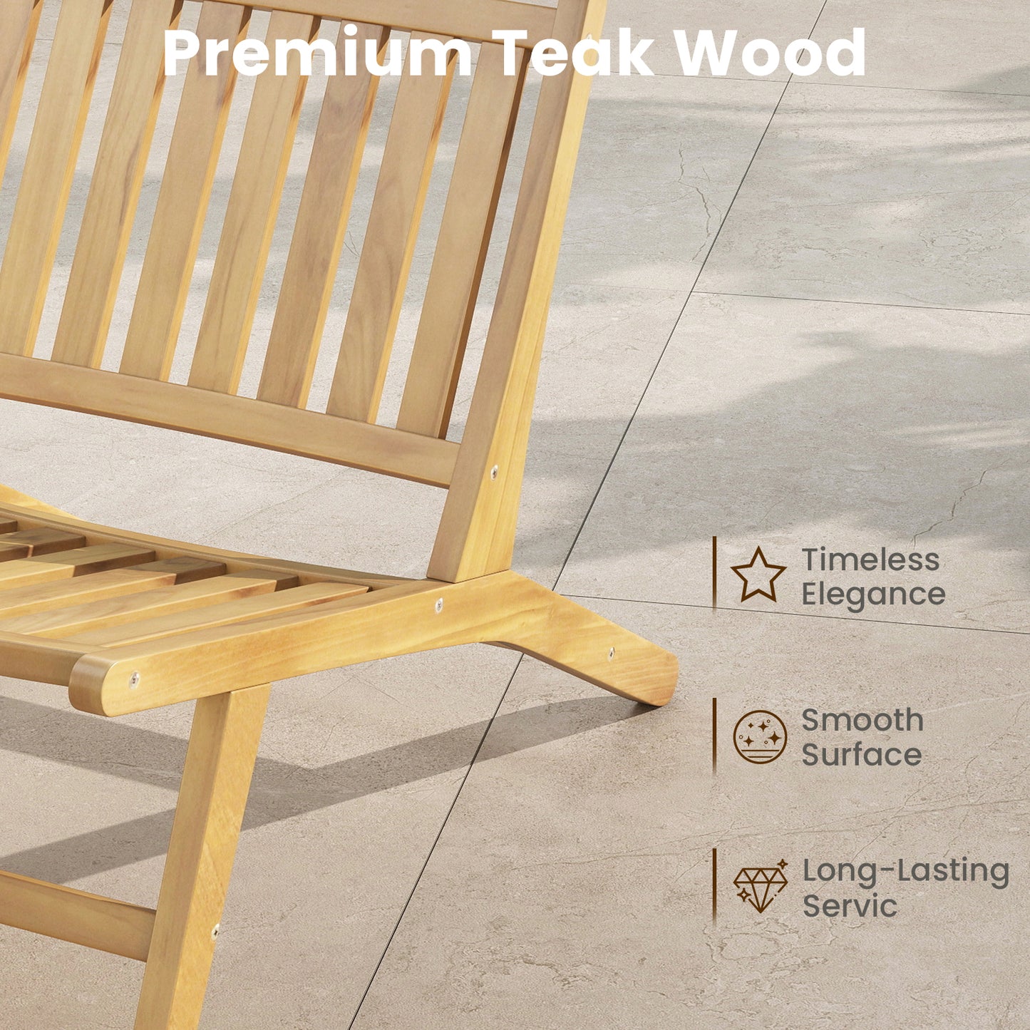 Teak Wood Reclining Adirondack Chair with Adjustable Backrest