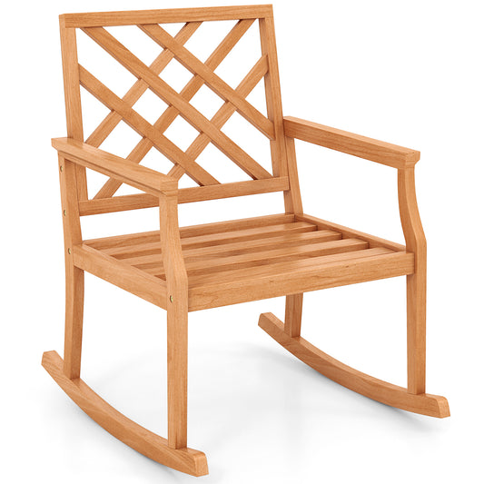 Teak Wood Rocking Chair with Slatted Seat