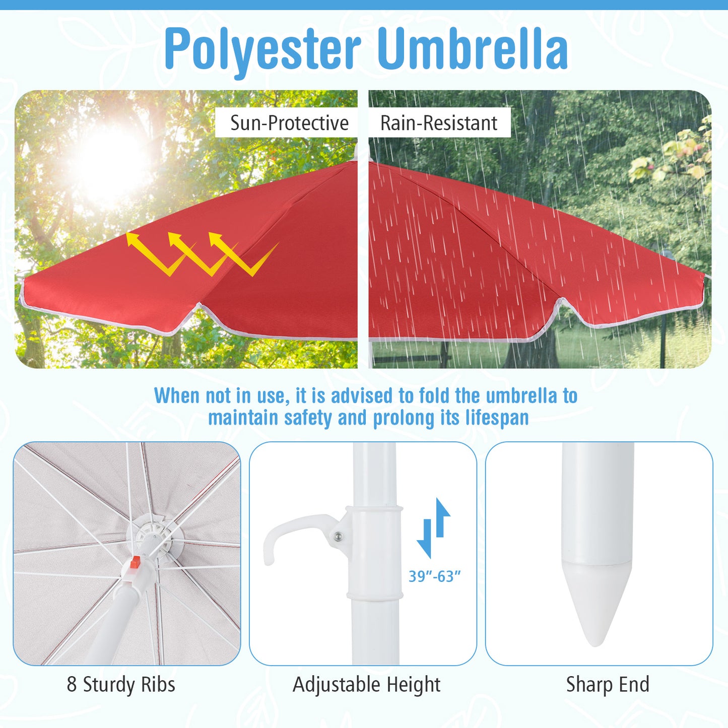 Kids Picnic Table with Adjustable Umbrella for 8 Children