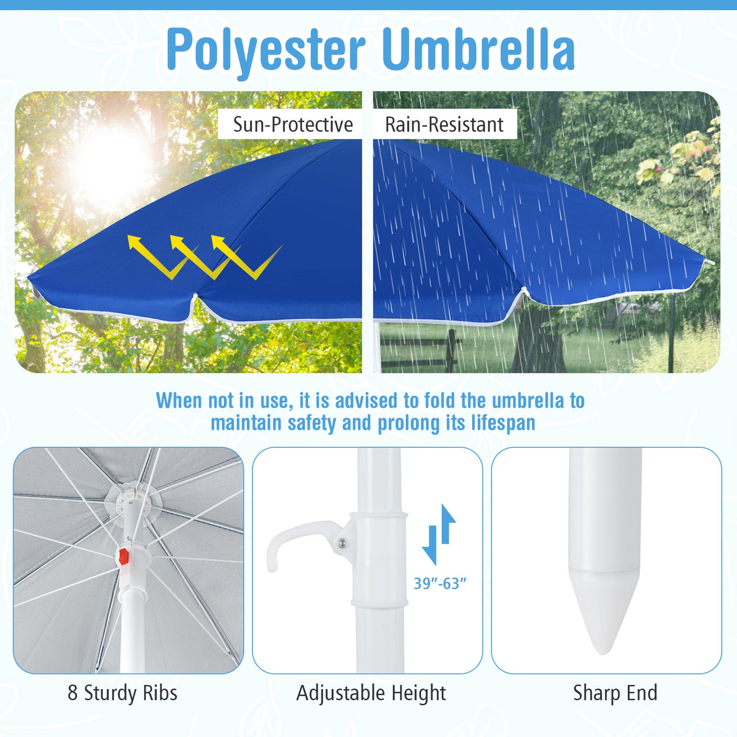 Kids Picnic Table with Adjustable Umbrella for 8 Children