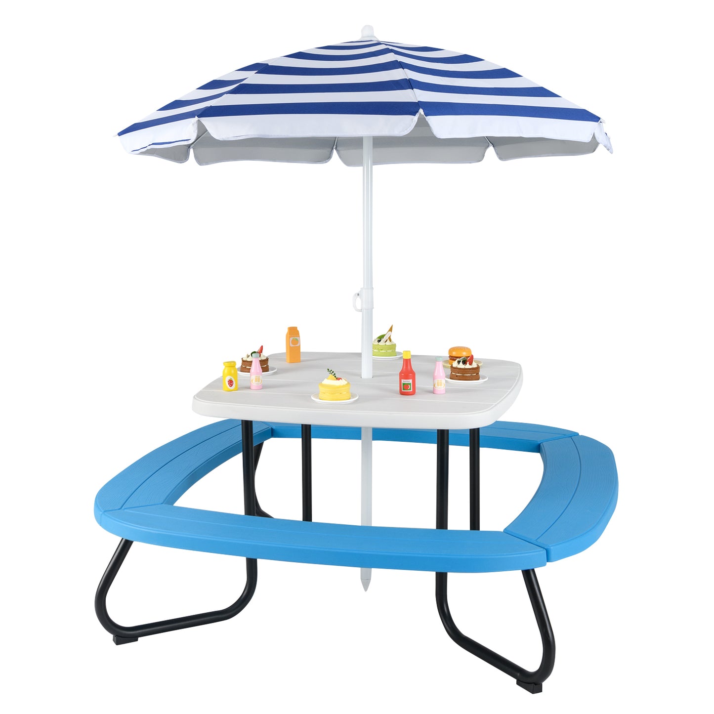 Kids Picnic Table with Adjustable Umbrella for 8 Children