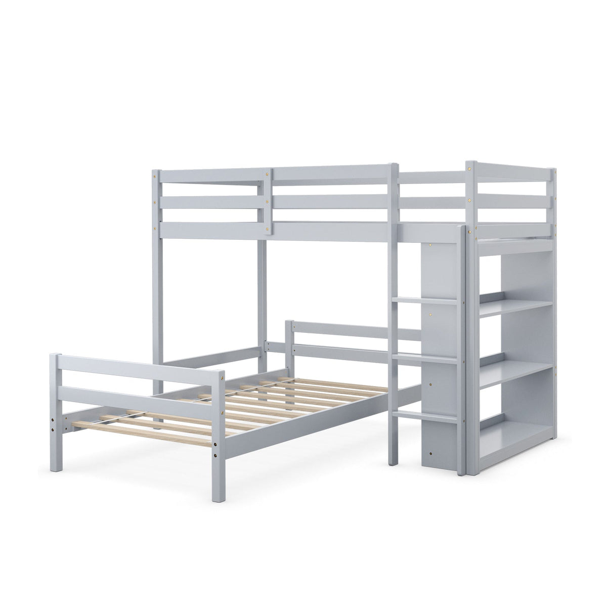 Twin Over Twin Loft Bunk Bed with Bookcase