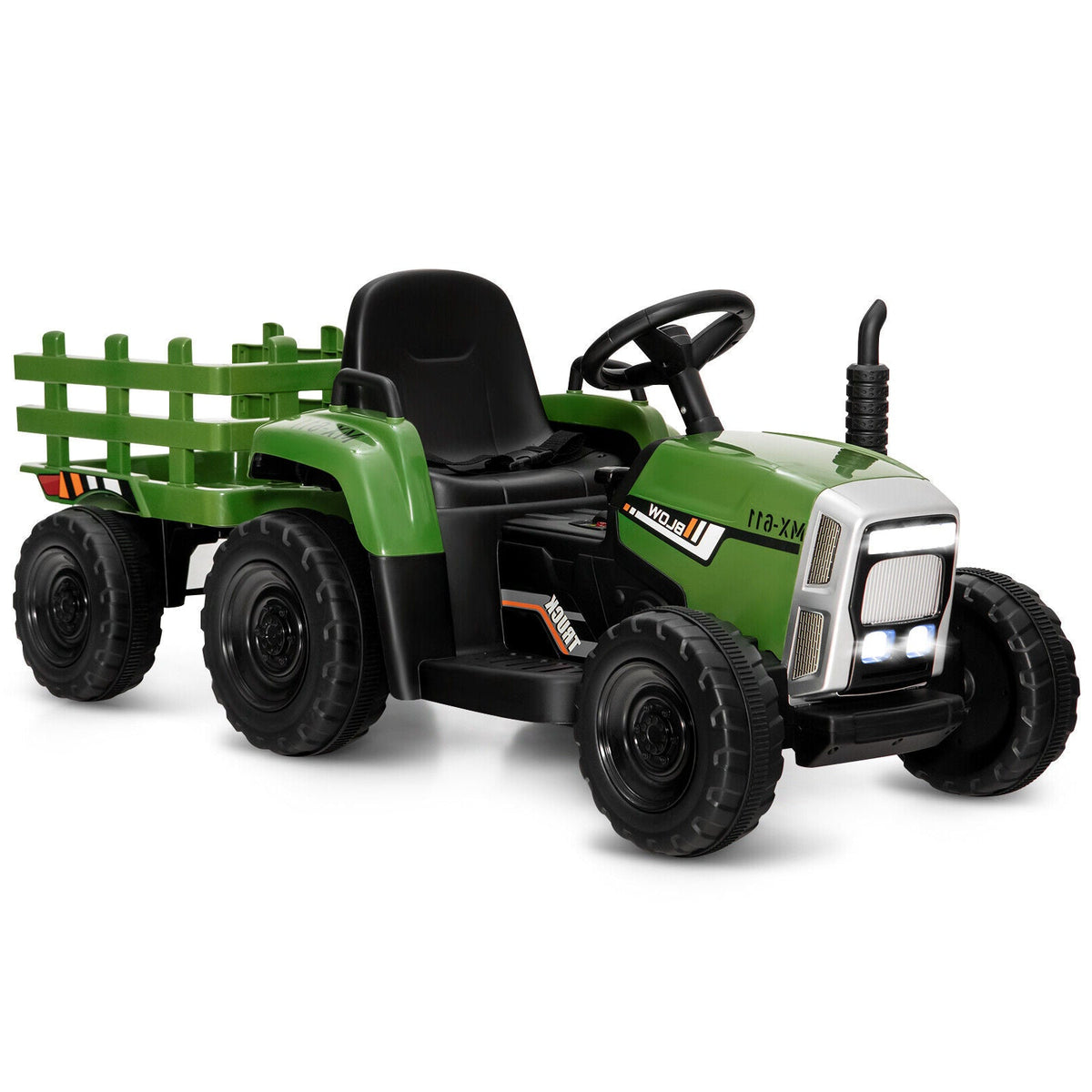 12V Ride on Tractor with 3-Gear-Shift Ground Loader for Kids 3+ Years Old