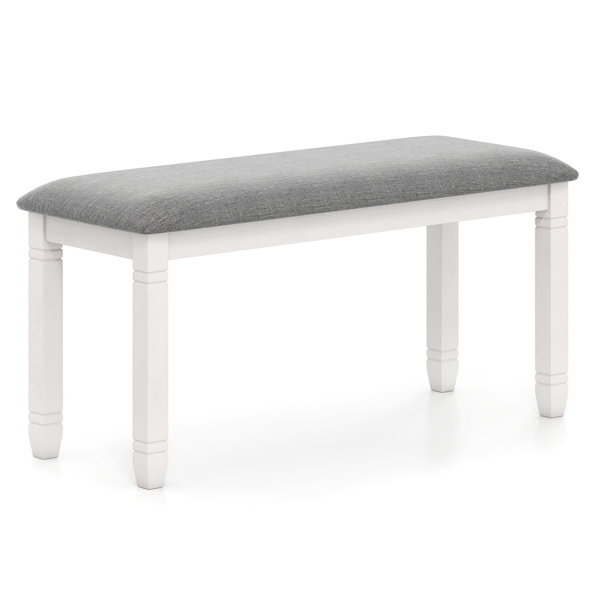 Upholstered Bedroom Bench with Padded Seat and Solid Wood Legs-Gray