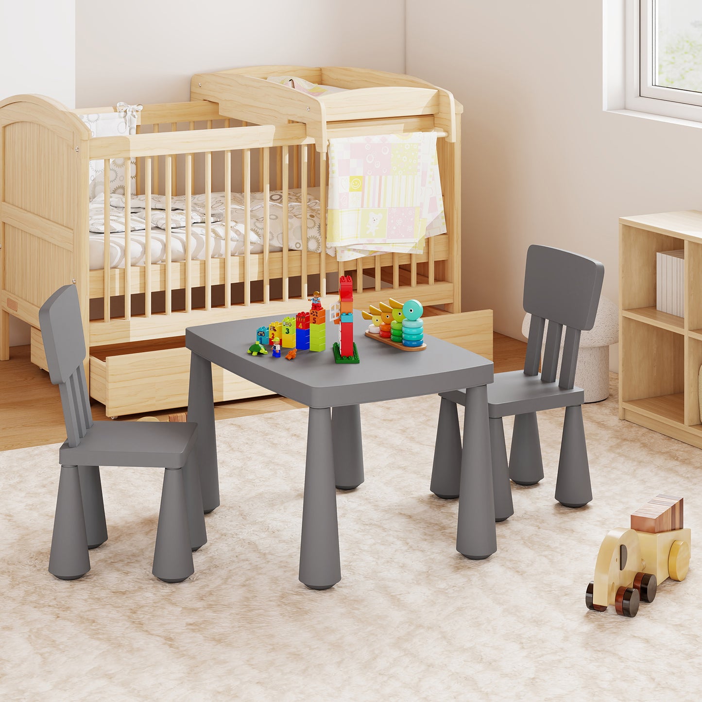 Kids Table and Chair Set - 3 Piece Multi Activity Play Set