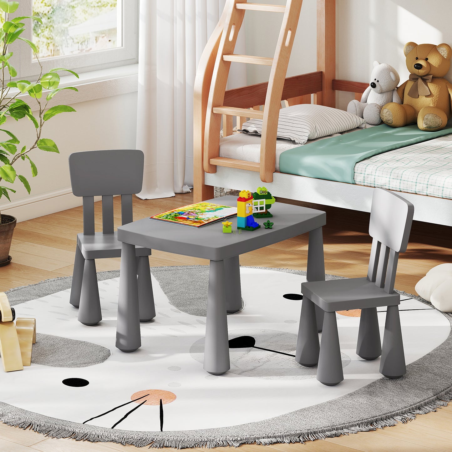 Kids Table and Chair Set - 3 Piece Multi Activity Play Set