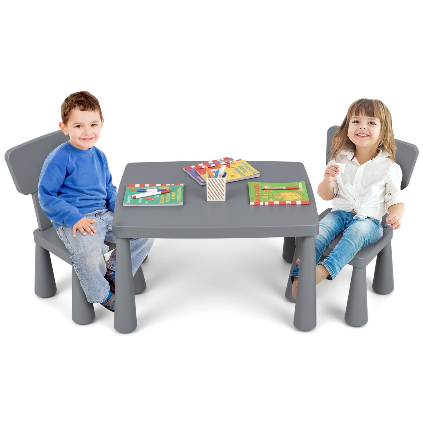 Kids Table and Chair Set - 3 Piece Multi Activity Play Set