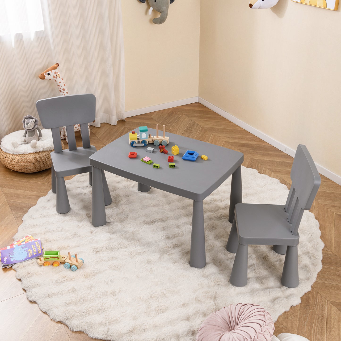 Kids Table and Chair Set - 3 Piece Multi Activity Play Set