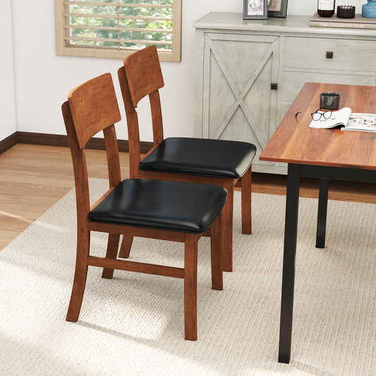 Upholstered Dining Chairs Set of 2 with Rubber Wood Legs