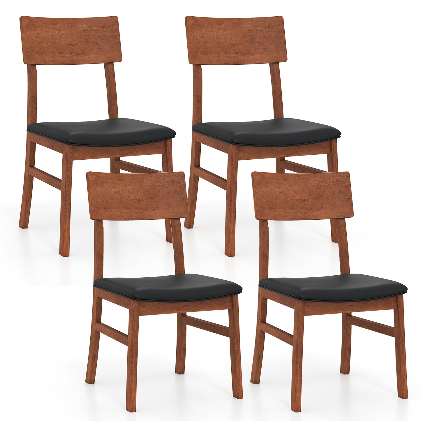 Upholstered Dining Chairs Set of 2 with Rubber Wood Legs