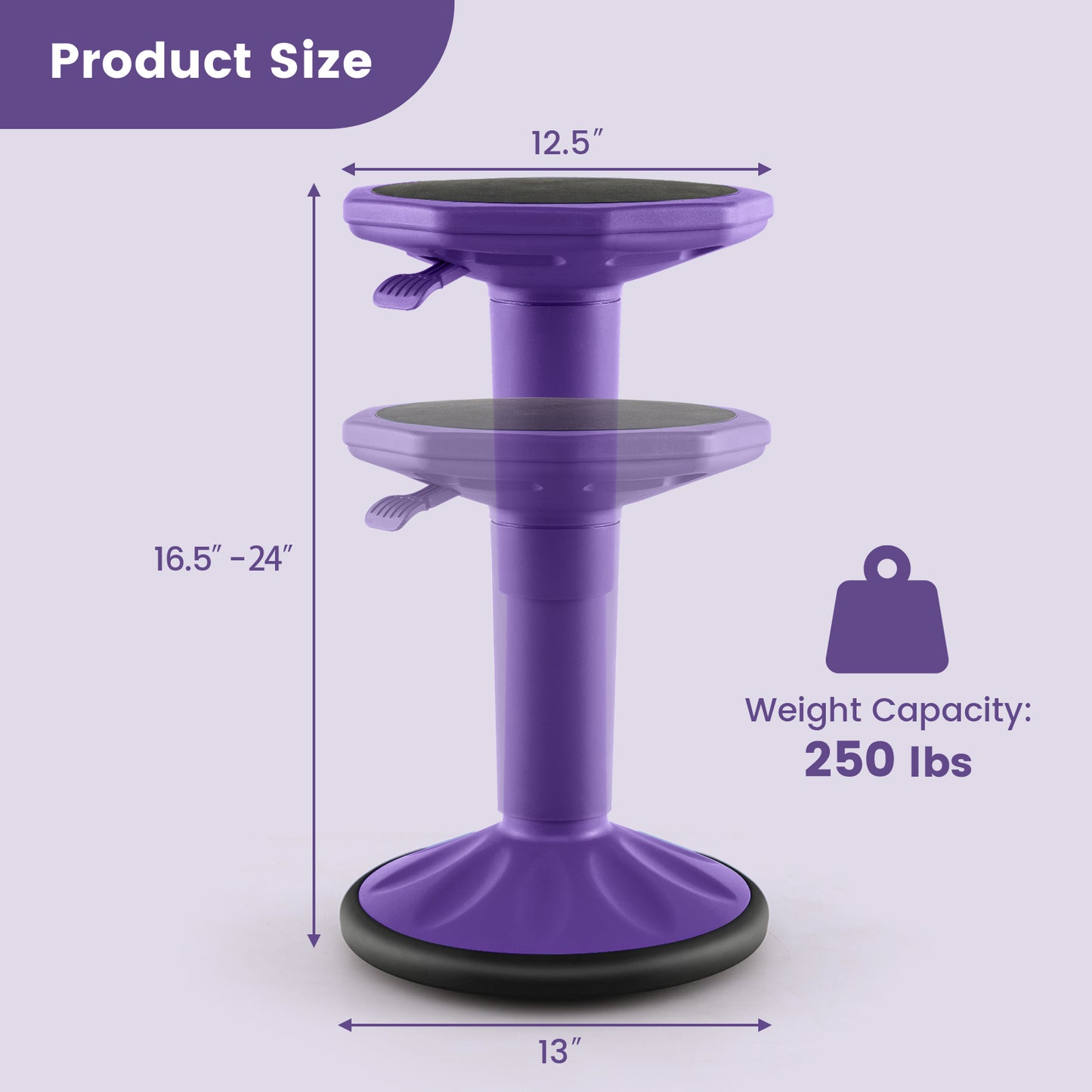 Adjustable Active Learning Wobble Stool with Cushion Seat