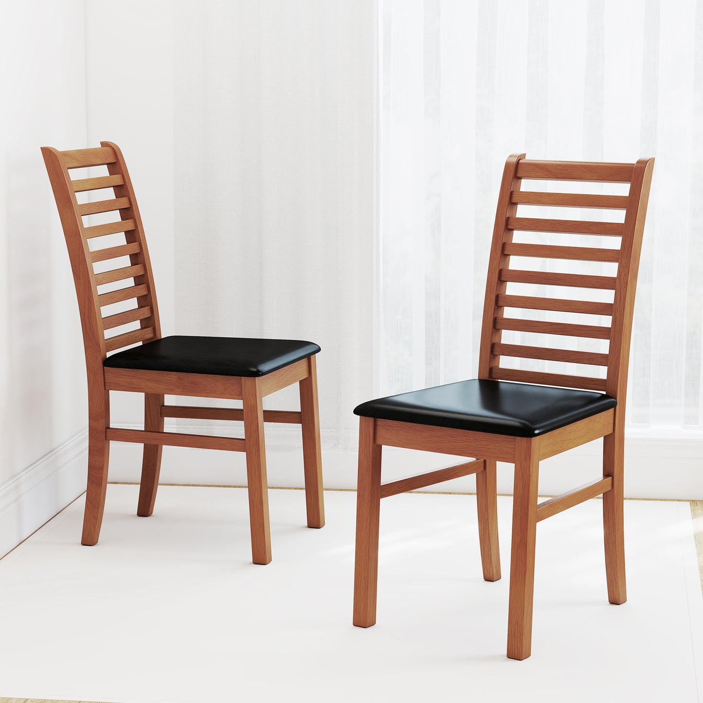 Wooden Dining Chairs Set of 2 with Padded Seats