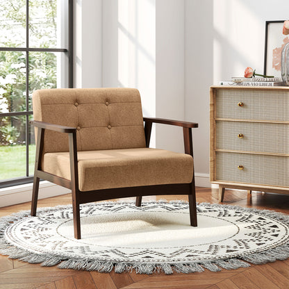 Rubber Wood Accent Chair with Armrests - Mid-Century Design