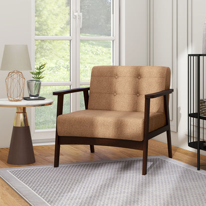 Rubber Wood Accent Chair with Armrests - Mid-Century Design