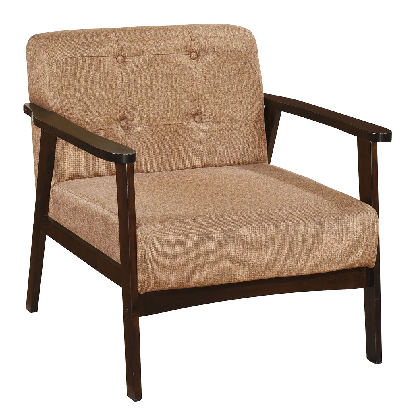 Rubber Wood Accent Chair with Armrests - Mid-Century Design