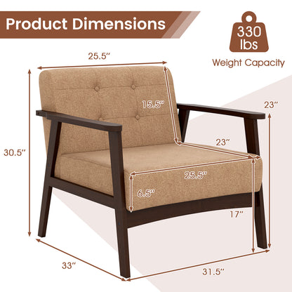 Rubber Wood Accent Chair with Armrests - Mid-Century Design