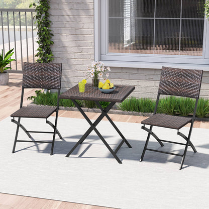 Rattan Bistro Set 3-Piece Folding Patio Furniture