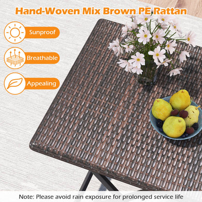 Rattan Bistro Set 3-Piece Folding Patio Furniture