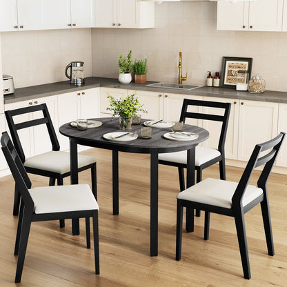 43 Inch Wooden Dining Table with Rubber Wood Legs for 2-4 People-Black