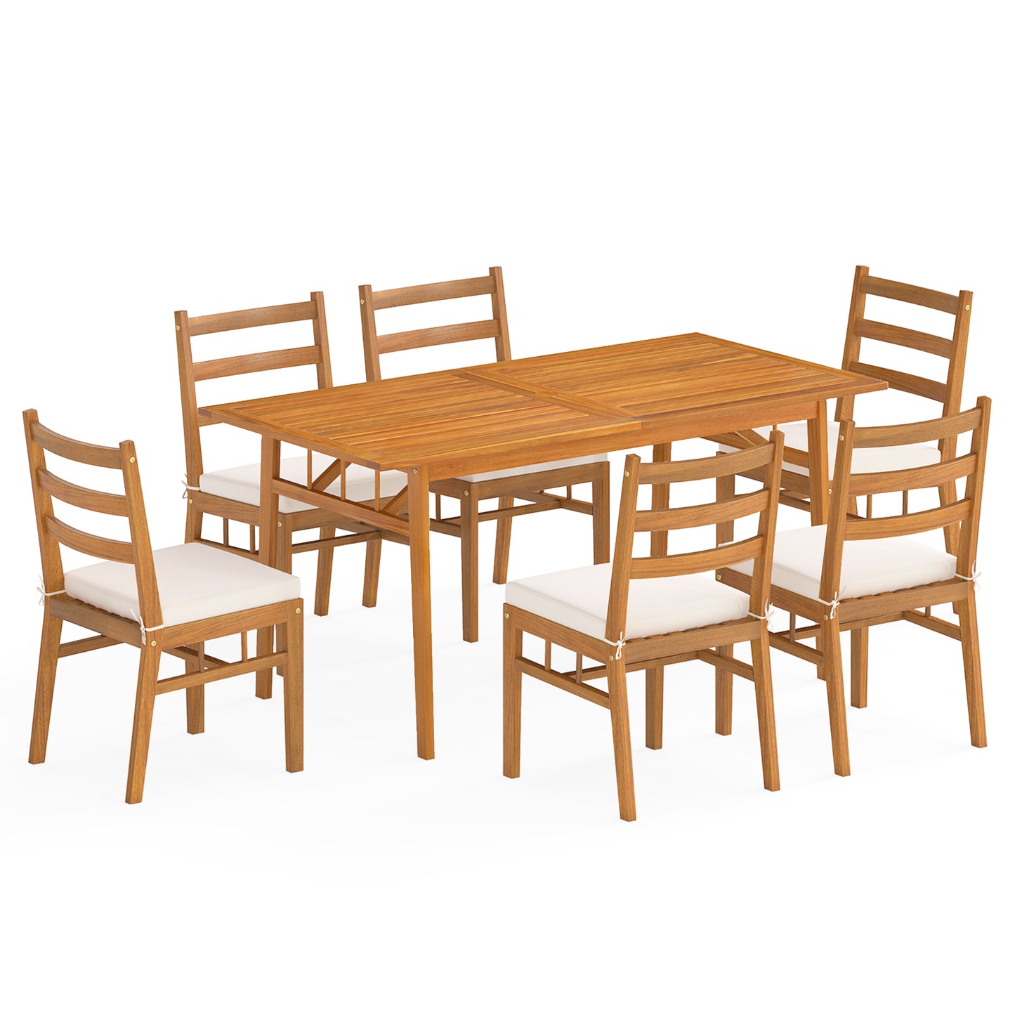 7-Piece Acacia Wood Patio Dining Set with Cushions