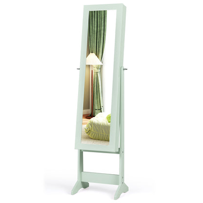 Standing Jewelry Cabinet with Mirror 56" Tall Storage Armoire