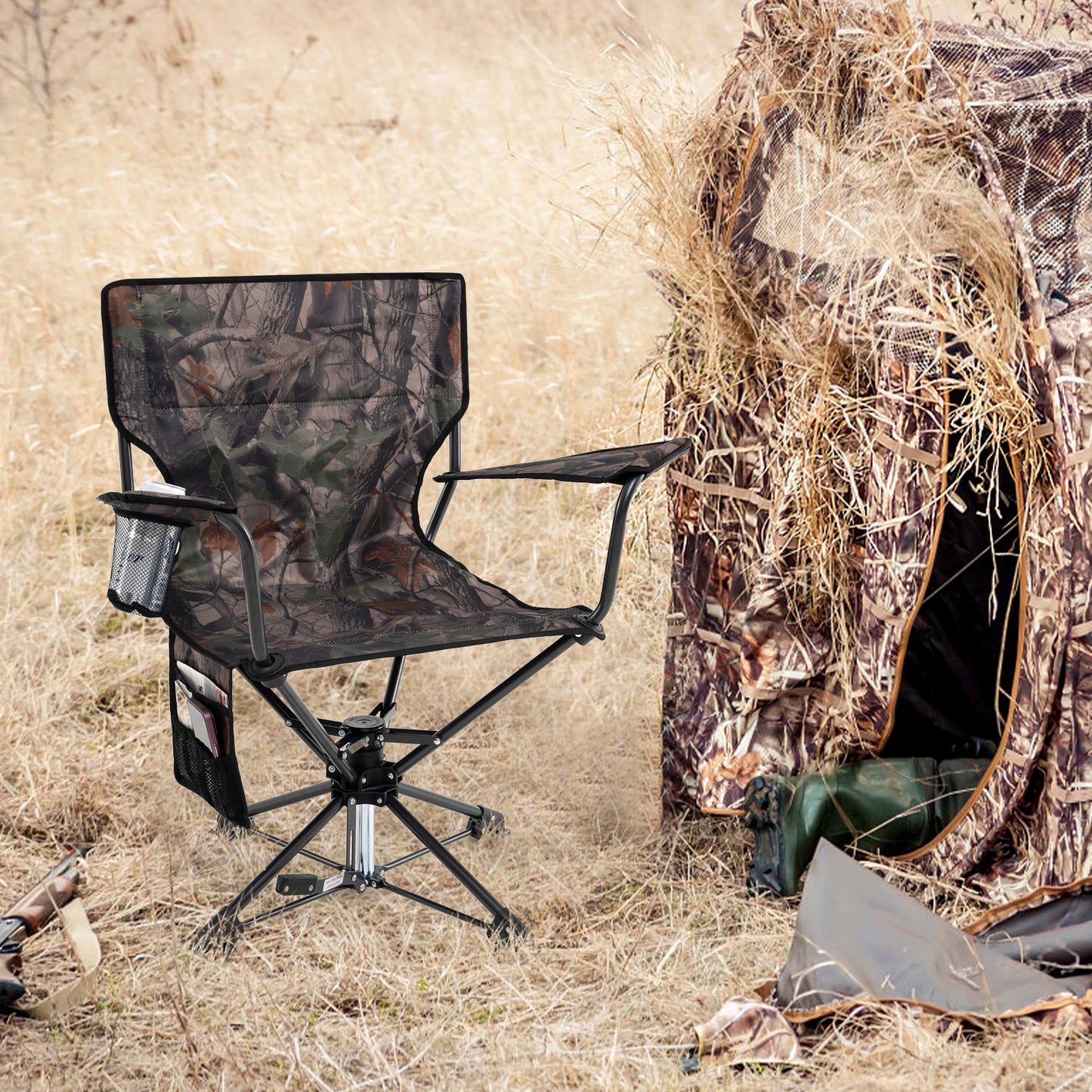 Swivel Hunting Chair Set of 2 - Portable Foldable Camo