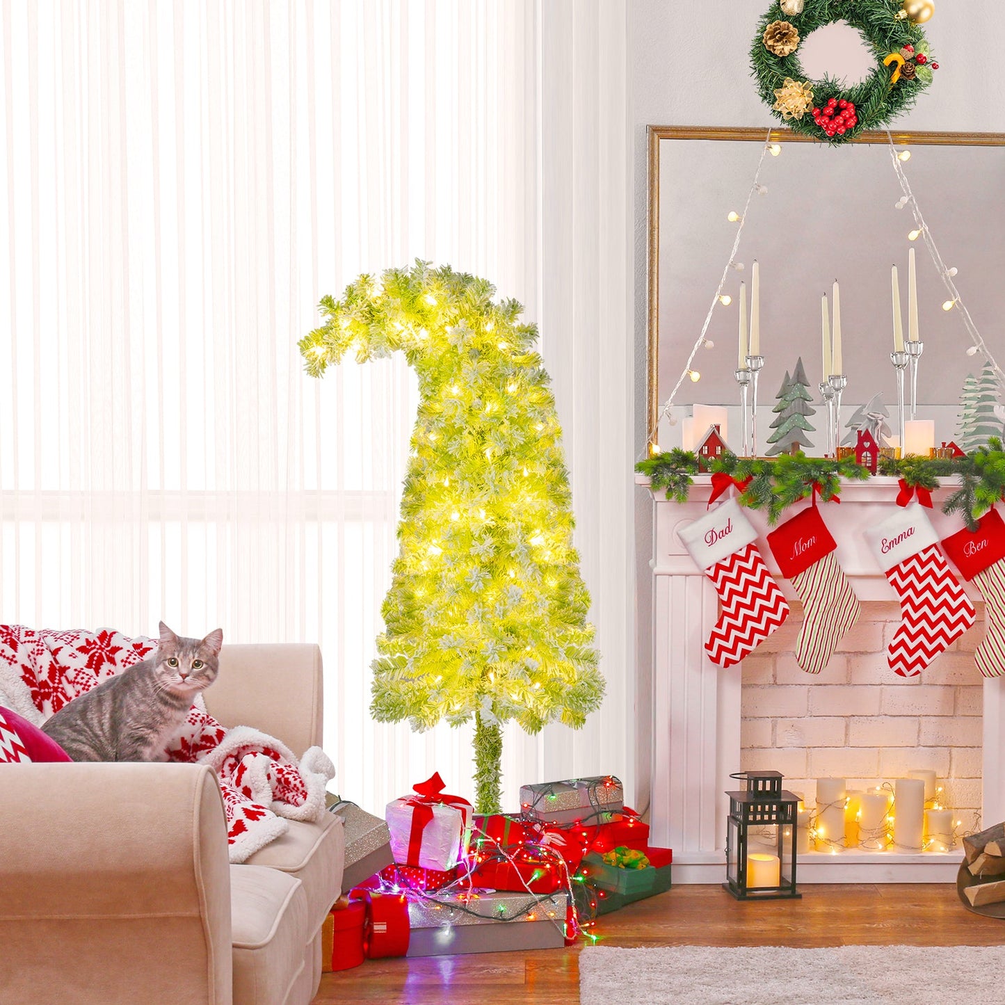 5/6/7 FT Whimsical Christmas Tree with Bendable Top and 216/290/366 Branch