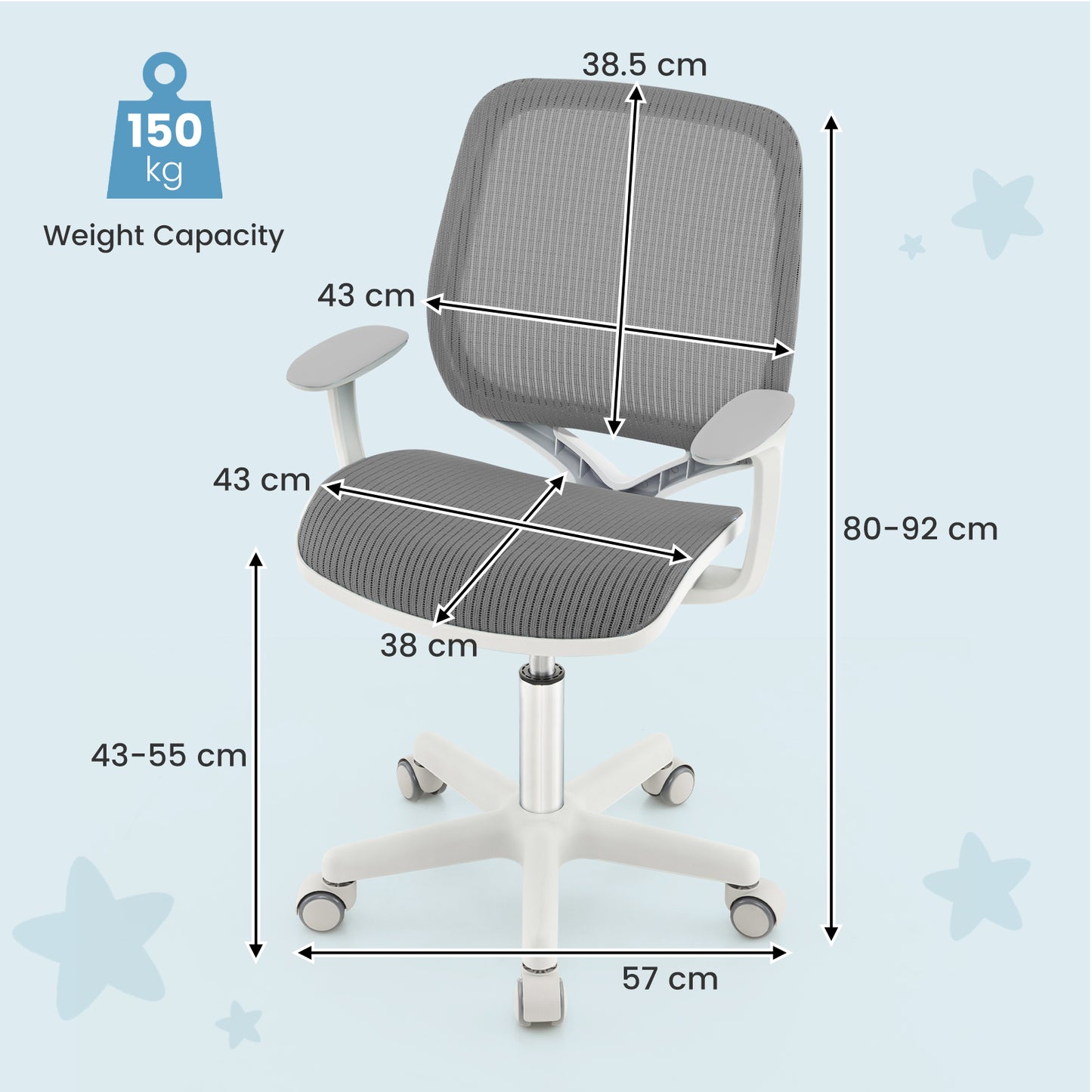 Kids Swivel Mesh Computer Chair with Adjustable Height