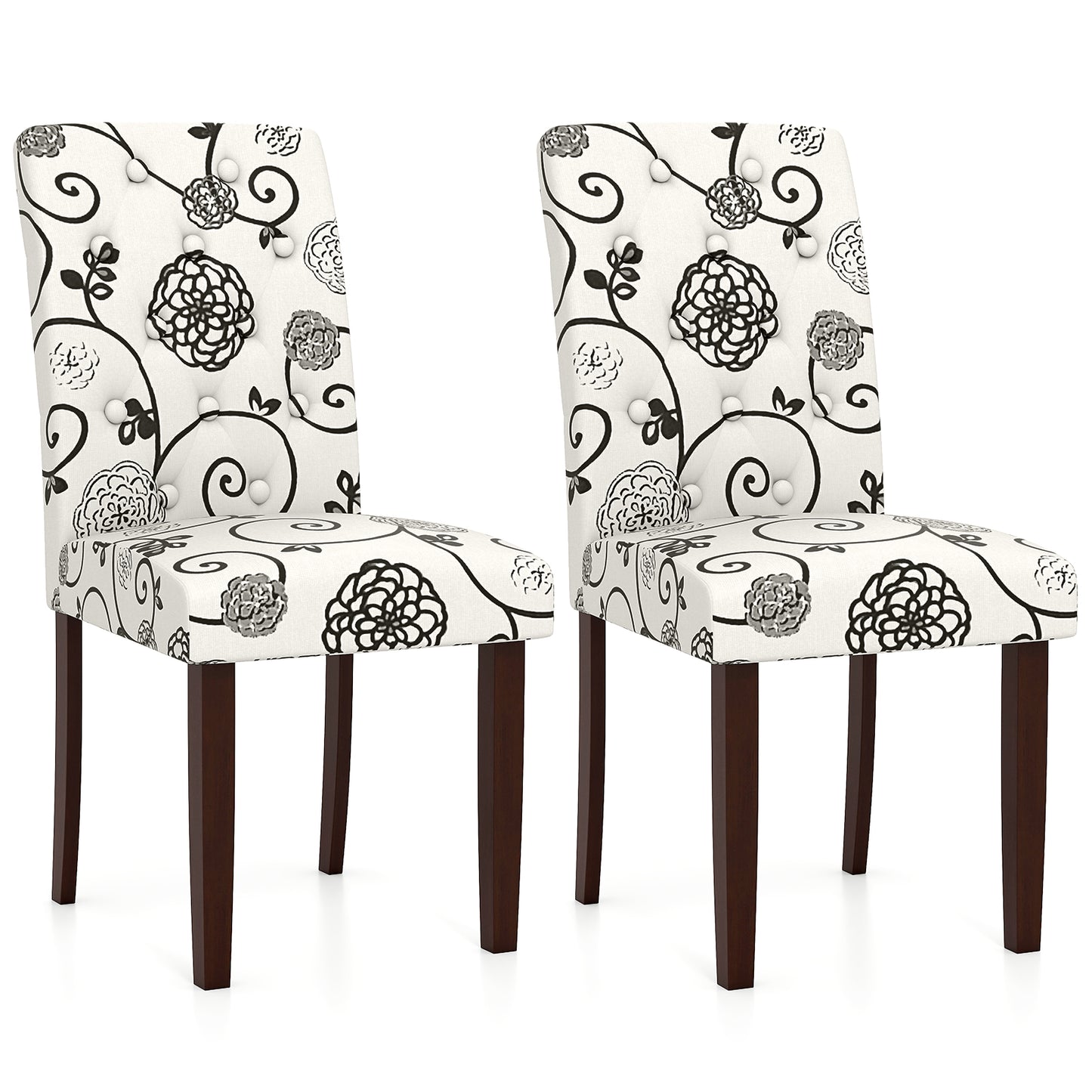 Upholstered Dining Chairs Set of 2 with Button Tufted Back