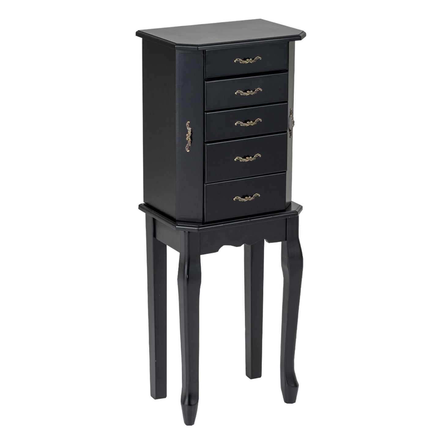 Jewelry Armoire with 5 Drawers and Mirror