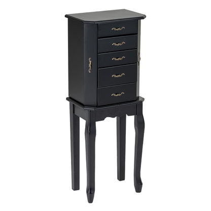 Jewelry Armoire with 5 Drawers and Mirror