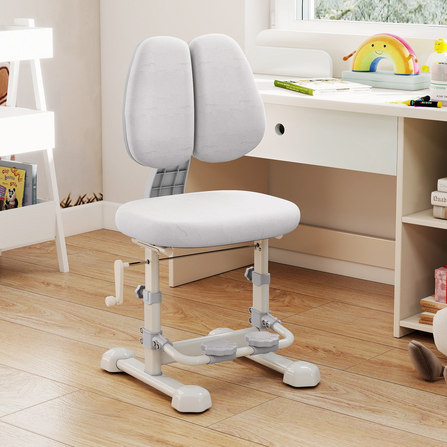 Adjustable Kids Study Chair with Double Backrest and Footrest