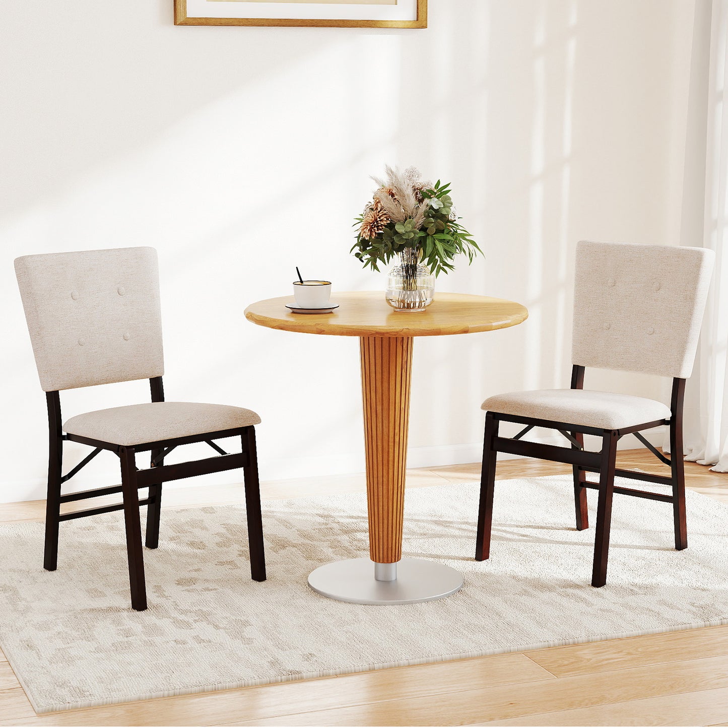 Foldable Dining Chairs Set of 2 with Padded Seats