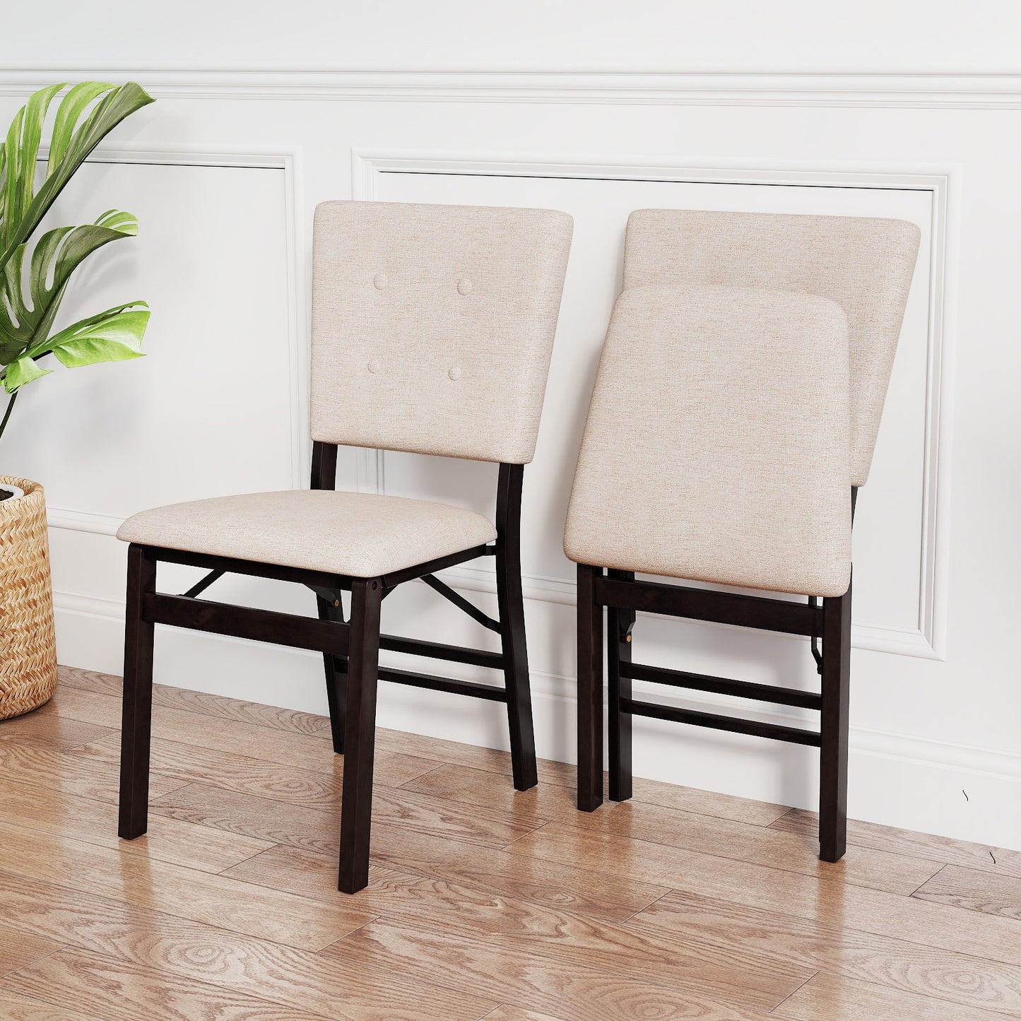 Foldable Dining Chairs Set of 2 with Padded Seats