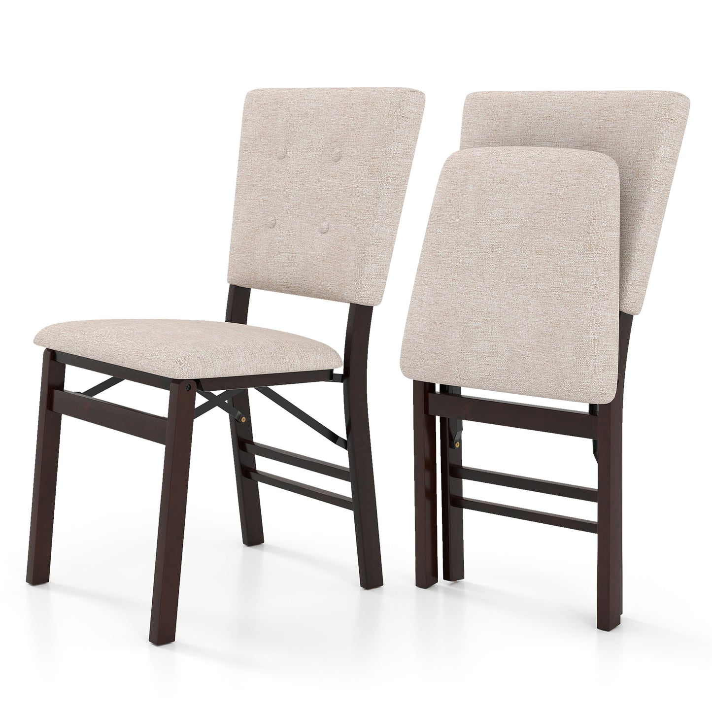 Foldable Dining Chairs Set of 2 with Padded Seats