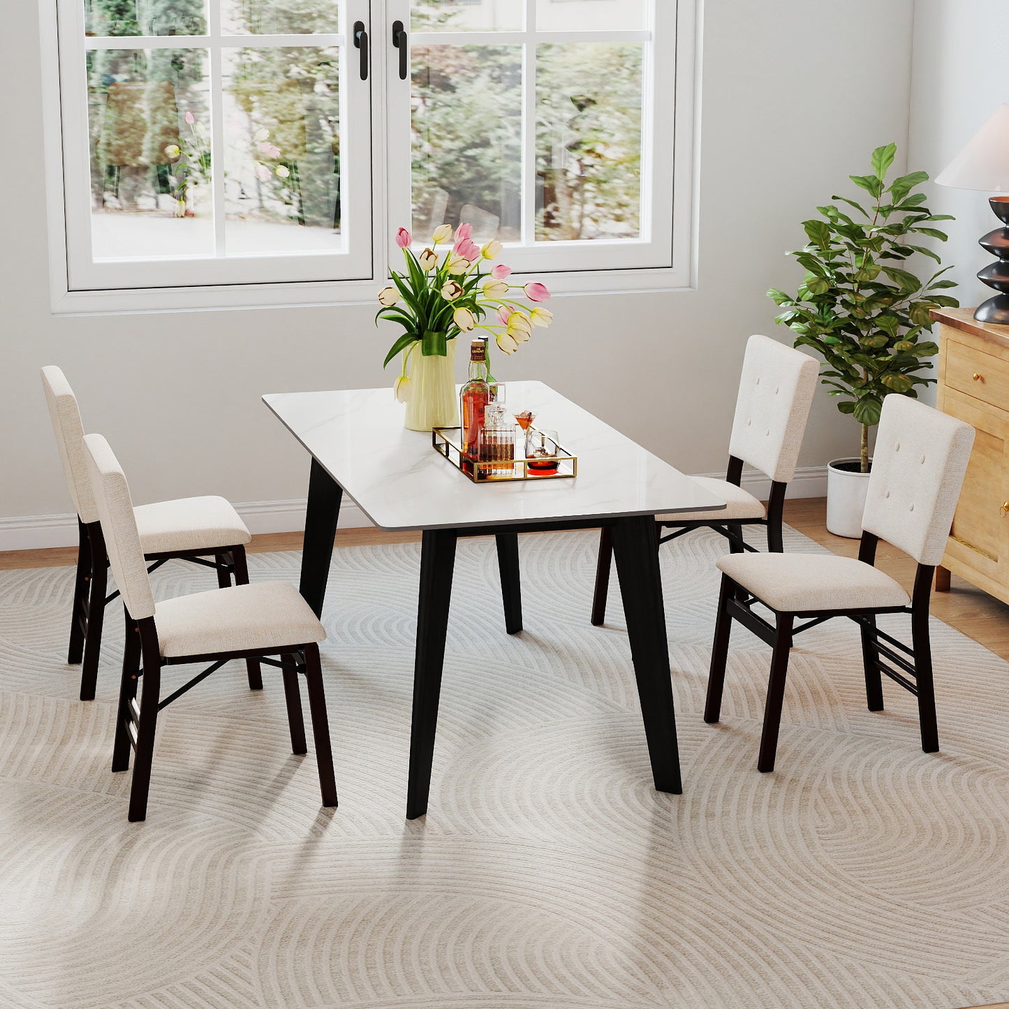 Foldable Dining Chairs Set of 4 with Padded Seats
