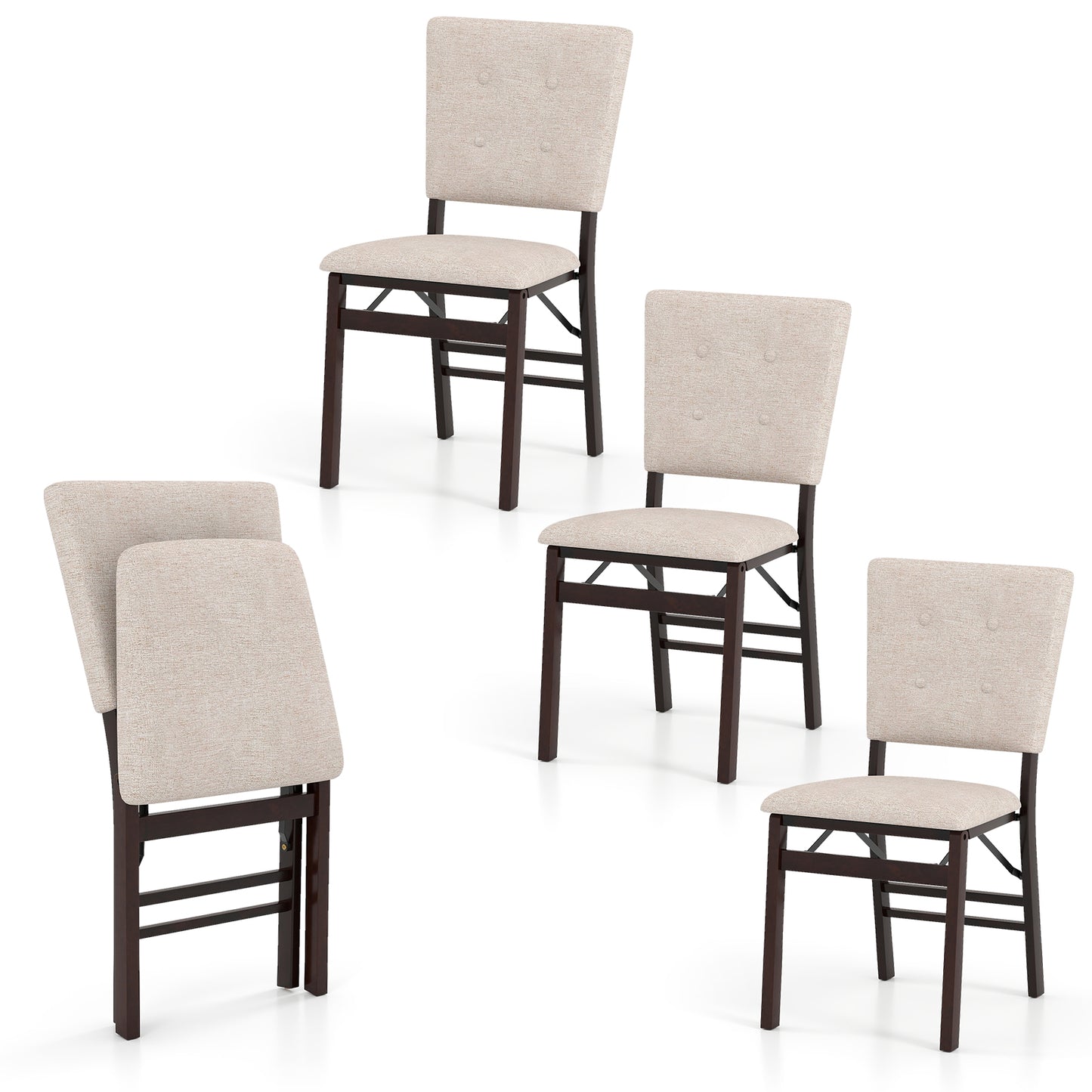 Foldable Dining Chairs Set of 4 with Padded Seats