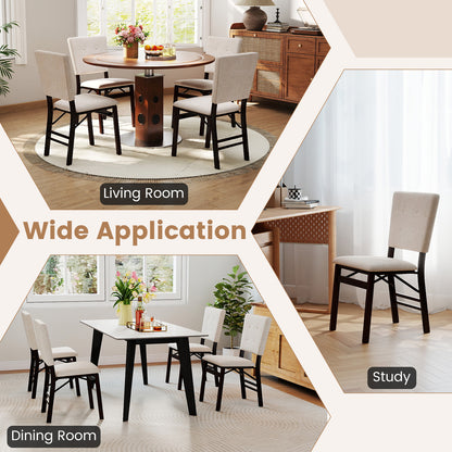 Foldable Dining Chairs Set of 4 with Padded Seats