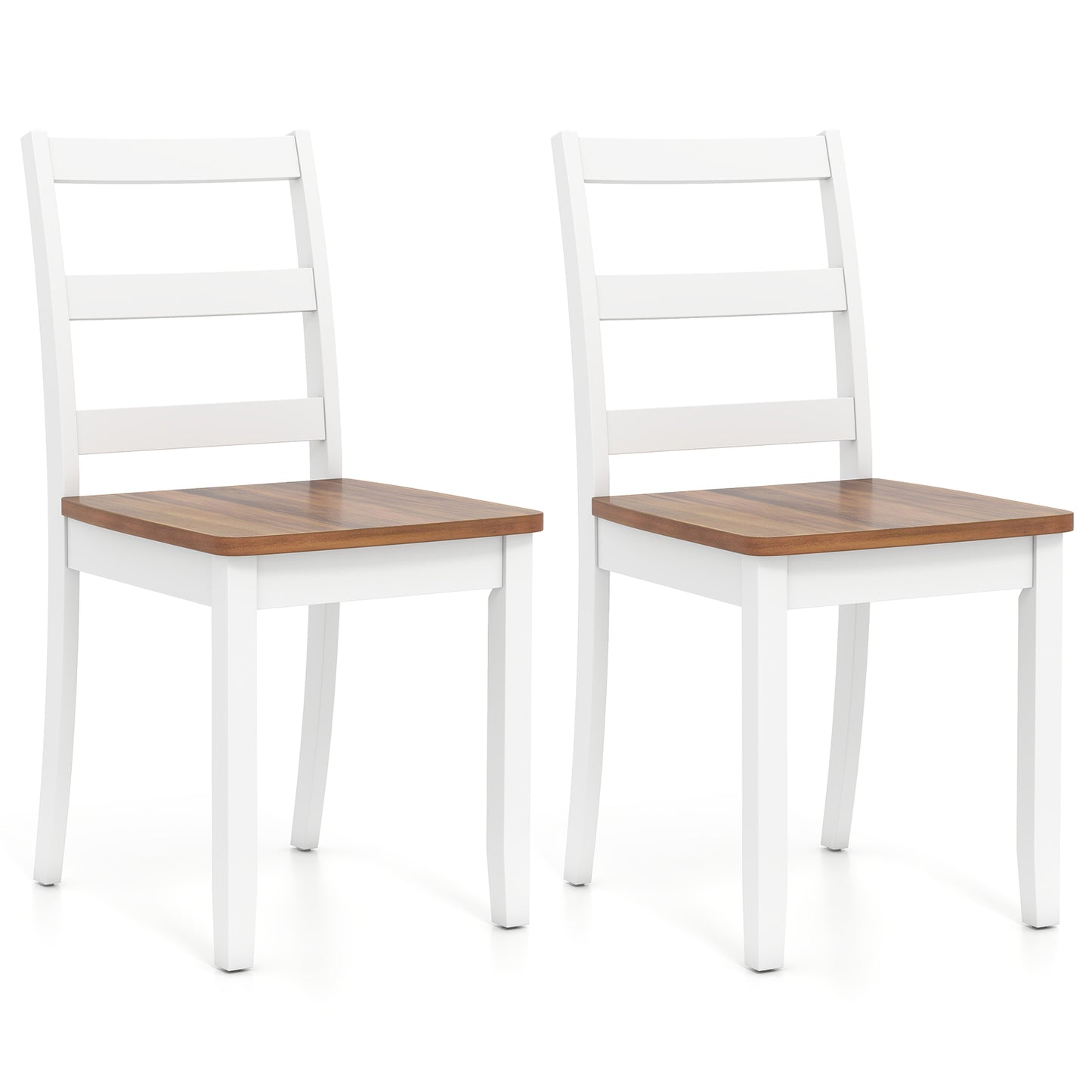 Wood Dining Chairs Set of 2 with Ladder Back