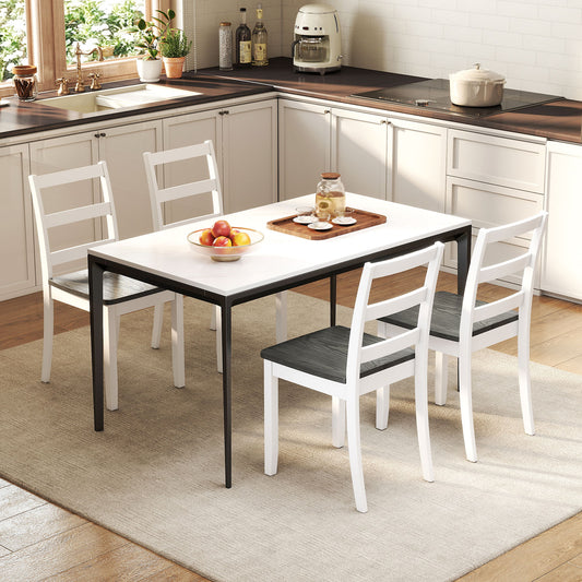 Wood Dining Chairs Set of 4 with Ladder Back - Gray