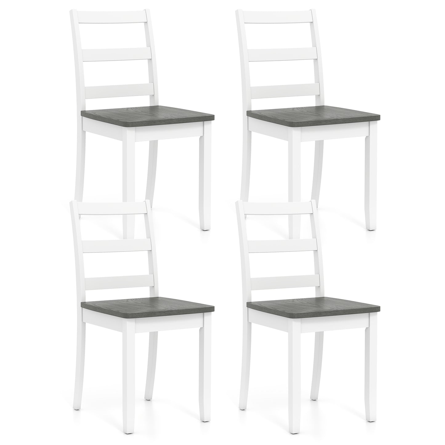 Wood Dining Chairs Set of 4 with Ladder Back - Gray